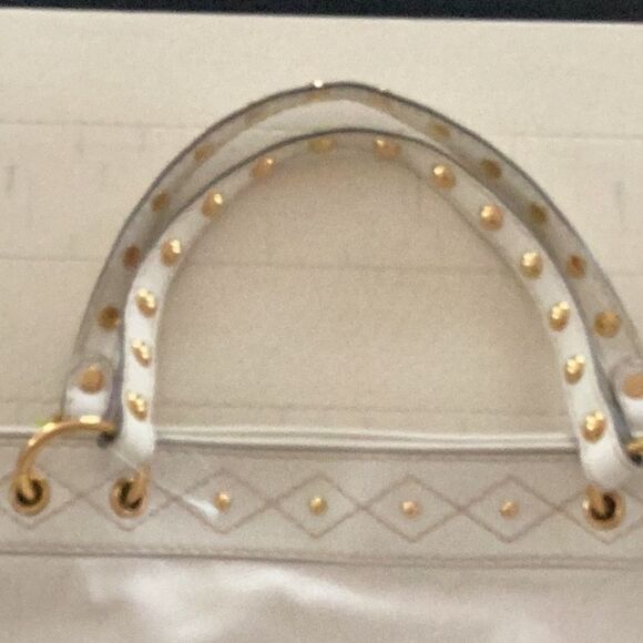 GUCCI OFF WHITE LEATHER LARGE TOTE SHOULDER BAG GOLD HEARTS GROMMET EMBELLISHED - Picture 8 of 13